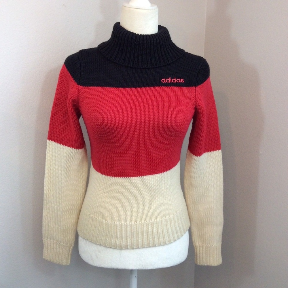 Adidas Vintage turtleneck Thick Knit Sweater